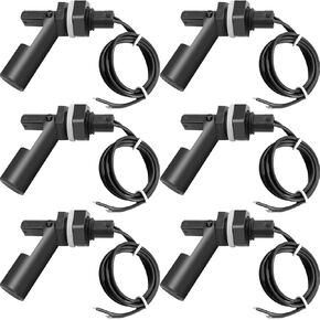Float Switch, Water Liquid Level Sensor Side Mount Horizontal Water Pump Controller Float Switch for Aquariums Fish Tank Hydroponics Pool, M12, Black, 6 Pcs