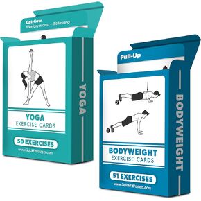 2 Pack - Bodyweight & Yoga Pose Exercise Cards - Fitness Workout Playing Cards
