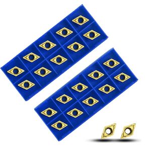 DCMT21.51/DCMT070204 Carbide Turning Inserts, Mutilayer Coated Blades for Lathe Holder Boring Bar,Pack of 20