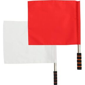 GANAZONO 2pcs Referee Flags Stainless Steel Hand Flag Flags Sports Training Flag for Soccer Volleyball Football Linesman White Red 40cm