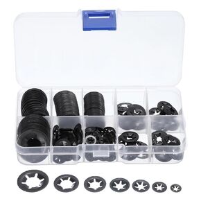 uxcell 300pcs Internal Tooth Star Lock Washers Set M3 M4 M5 M6 M8 M10 M12 Quick Speed Locking Washers, 65Mn Steel Starlock Push Nuts