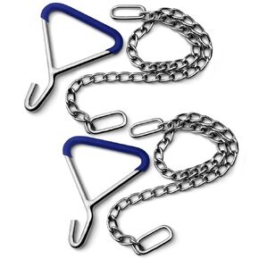 Durable OB Handle Apparatus with 2 Handle Puller Hooks and 2 Chains - Stainless Steel for Cow, Goat, and Cattle Delivery Instruments on Dairy Farms, 30 Inch