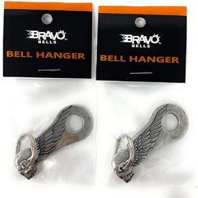 Bravo Bells - Skull Wing Bell Hanger Accessory for Biker Motorcycle Riders to Hang Good Luck Riding Bells – includes Hanger with a Split Ring - Pack of 2