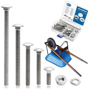 Wheelbarrow Handles Replacement Kit 5/16-18 Carriage Bolts 304 Stainless Steel Nut and Bolt Set 40pcs Assortment Kit for Wheelbarrow Rebuild, Furniture Repair, and Wood Joining