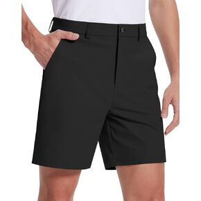 Mens Golf Dress Shorts 7 Inch Inseam Stretch Flat Front Quick Dry Lightweight with 5 Pockets Chino