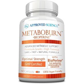 Approved Science MetaboBurn - Metabolic Support - Green Tea and BioPerine - 60 Vegan Capsules - High-Potency Extract - 50% EGCG - Non-GMO, Soy-Free, Allergen-Free - 60 Capsules (Pack of 1)
