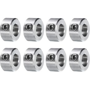 uxcell 8pcs Set Screw Collars 3/8" Bore 304 Stainless Steel Shaft Collars, 3/4" OD, 3/8" Width Axle Collar Clamp for Linear Rod Shaft Guide