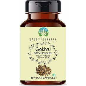 Gokhru Extract 500mg - 60 Vegetarian Capsules|Tribulus Terrestris| All Natural | 100% Vegan | Gluten-Free | GMP Certified