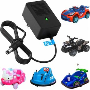 6V Battery Charger Kids Ride On Car Toys for Kidzone Bumper, Flybar, Hello Kitty, SpiderMan, Dynacraft, Best Choice Products, Kid Trax, Sonic Ride, Benz Car 6 Volt Power Adapter(Green Light, 6FT)