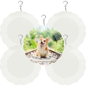 2pcs Wind Spinners Aluminum Alloy Round&Heat Shape for Sublimation for Crafts, 3D Hanging Decorations for Indoor, Outdoor, Garden, Lawn, and Yard (Heart)