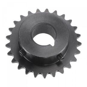uxcell 25 Tooth Roller Sprocket B Type, 25 Chain, Single Strand 1/4" Pitch, 16mm Bore Black Oxide C45 Carbon Steel, Keyway with Set Screws for ISO 04C