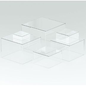 6 Clear Acrylic Boxes for Display as Buffet Risers and Stands, Food Display Risers for Party, Buffet Table, Food Stands for Display Party (With Hollow Bottoms)