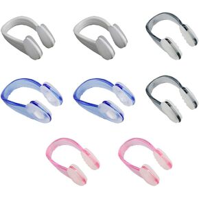 8 Pieces Silicone Waterproof Swimming Nose Clips Reusable Swimming Nose Plug for Adults Water Sports Pool (4 Colors)