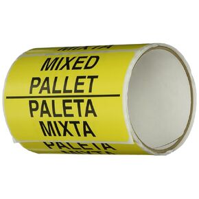 TapeCase Shipping Packing Labels "Mixed Pallet", Yellow/Black - 500 per pack (1 Pack), SHIPLBL-063