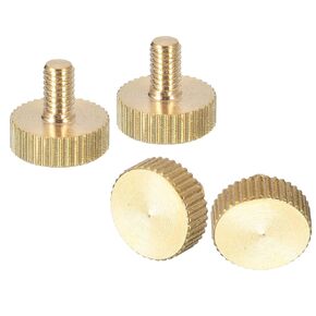 uxcell M3x6mm Knurled Thumb Screws, 6pcs Flat Knurled Head Fully Threaded Brass Thumb Screws Bolts Grip Knobs Fasteners