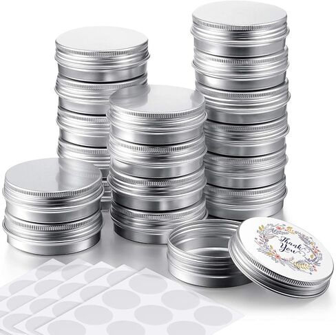 2 oz 72 pcs Metal Round Tins Aluminum Tin Cans Salve Tins Containers with Screw Lid 20 Sheets Stickers for Salve Spice Candies Balms Candles (Gold) in Saudi Arabia