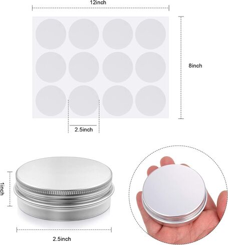 2 oz 72 pcs Metal Round Tins Aluminum Tin Cans Salve Tins Containers with Screw Lid 20 Sheets Stickers for Salve Spice Candies Balms Candles (Gold) in Saudi Arabia