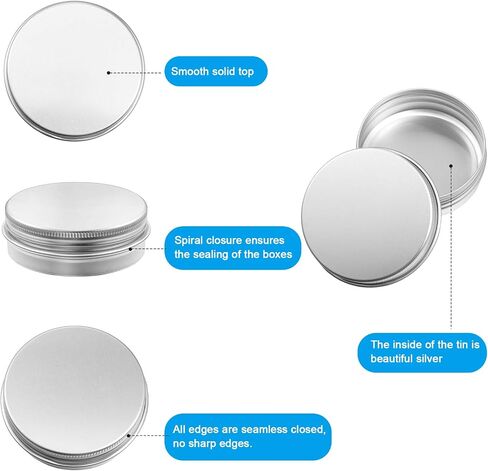 2 oz 72 pcs Metal Round Tins Aluminum Tin Cans Salve Tins Containers with Screw Lid 20 Sheets Stickers for Salve Spice Candies Balms Candles (Gold) in Saudi Arabia