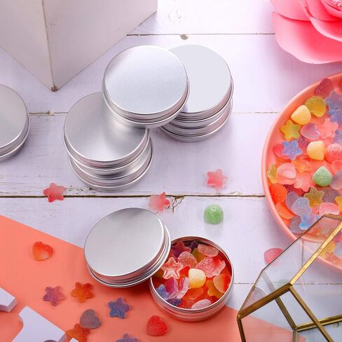 2 oz 72 pcs Metal Round Tins Aluminum Tin Cans Salve Tins Containers with Screw Lid 20 Sheets Stickers for Salve Spice Candies Balms Candles (Gold) in Saudi Arabia