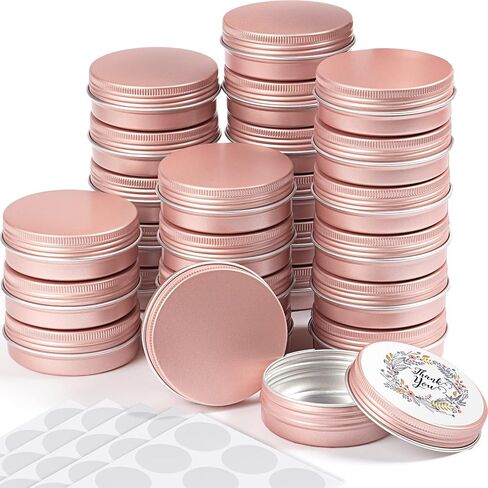 2 oz 72 pcs Metal Round Tins Aluminum Tin Cans Salve Tins Containers with Screw Lid 20 Sheets Stickers for Salve Spice Candies Balms Candles (Gold) in Saudi Arabia