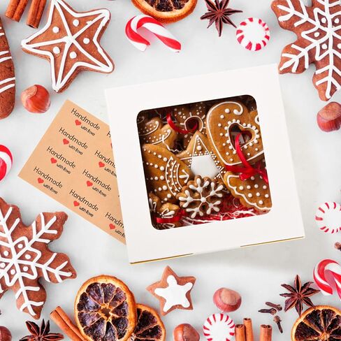 10pcs White Medium Bakery Boxes with Window, 6x6x3Inches, Provide an Attractive Packaging Solution for Mini Cake, Desserts, Small Treats, Cookies, Pastry and Individual Cupcakes. in Saudi Arabia