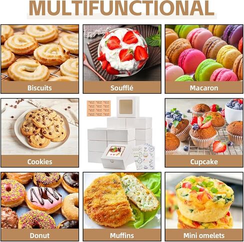 10pcs White Medium Bakery Boxes with Window, 6x6x3Inches, Provide an Attractive Packaging Solution for Mini Cake, Desserts, Small Treats, Cookies, Pastry and Individual Cupcakes. in Saudi Arabia