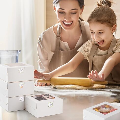 10pcs White Medium Bakery Boxes with Window, 6x6x3Inches, Provide an Attractive Packaging Solution for Mini Cake, Desserts, Small Treats, Cookies, Pastry and Individual Cupcakes. in Saudi Arabia