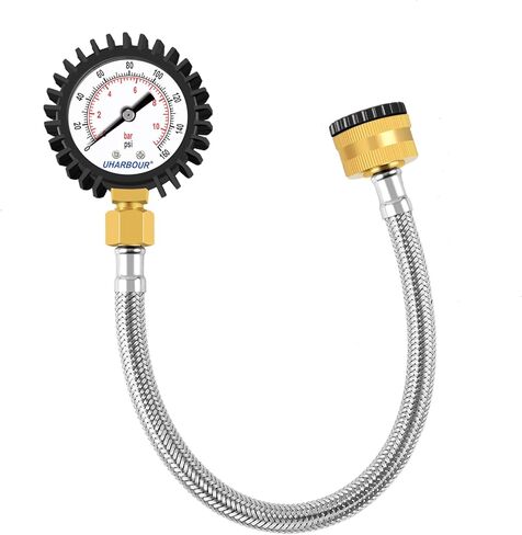 مقياس ضغط المياه، مقياس ضغط المياه للمنزل 2 بوصة، مقياس اختبار ضغط المياه مع خرطوم مضفر من الفولاذ المقاوم للصدأ، نطاق 200 رطل لكل بوصة مربعة، وصلة FNPT 3/4 بوصة in Kuwait