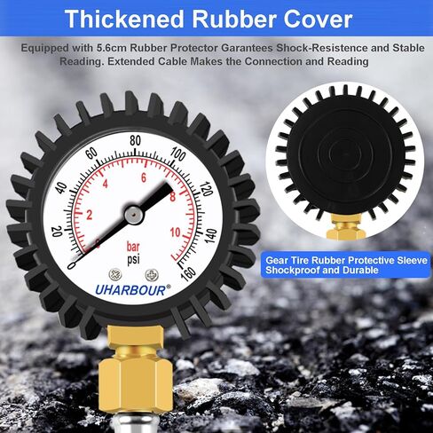 مقياس ضغط المياه، مقياس ضغط المياه للمنزل 2 بوصة، مقياس اختبار ضغط المياه مع خرطوم مضفر من الفولاذ المقاوم للصدأ، نطاق 200 رطل لكل بوصة مربعة، وصلة FNPT 3/4 بوصة in Kuwait