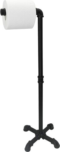 AddGrace Industrial Standing Toilet Paper Holder Iron Pipe Heavy Duty Racks for Home Bathroom (Black) in Saudi Arabia