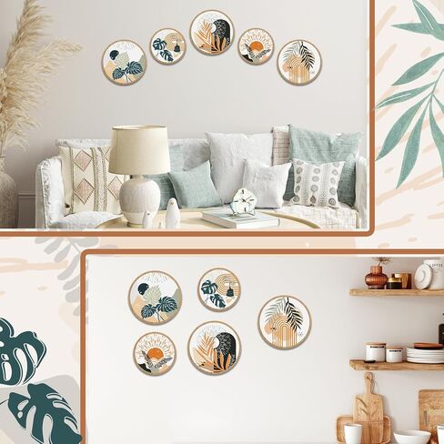 Moolashiny 5 PSC Wooden Boho Wall Art Decor, 10'' and 8'' Bohemian Living Room Wall Decor Farmhouse Geometric Hanging Decor Minimalist Modern Home Decor for Living Room, Bedroom, Bathroom, Kitchen in Saudi Arabia