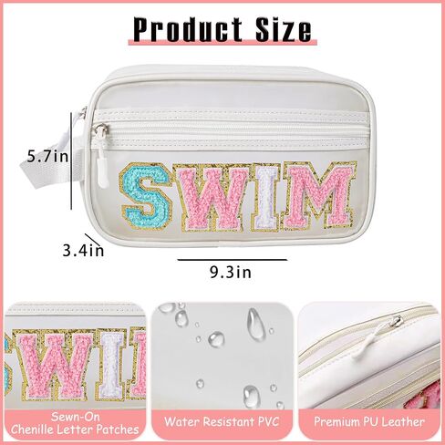 Clear Chenille Letter Makeup Bag，Transparent Waterproof Cosmetic Bag, Sunscreen Accessories Storage Organization in Saudi Arabia