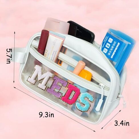 Clear Chenille Letter Makeup Bag，Transparent Waterproof Cosmetic Bag, Sunscreen Accessories Storage Organization in Saudi Arabia