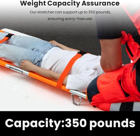 2-Pack Folding Medical Emergency Stretcher, Aluminum Alloy Portable Ambulance Stretcher with Heavy Duty Handles, Straps, and Carrying Case for Secure Patient Transport-Orange in Kuwait