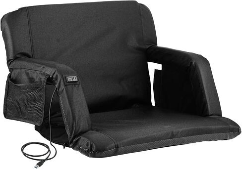 Heated Massage Stadium Seats, 25 Inch Folding Bleacher Chair 3 Levels of Heat & 6 Massage, 6 Reclining Positions for Indoor Stadiums, Baseball Stadiums in Saudi Arabia