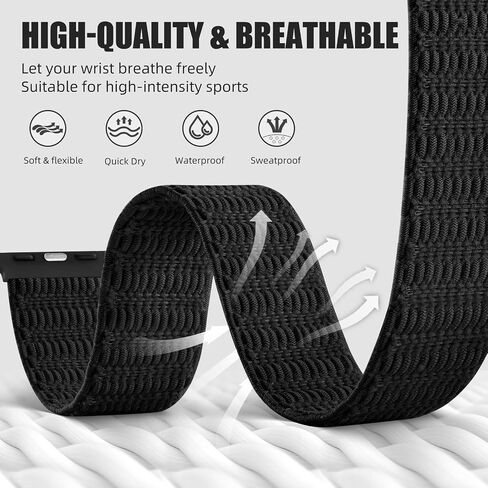 Hamile Braided Solo Loop Compatible with Apple Watch Bands 40mm 41mm 38mm 42mm 44mm 45mm 49mm for Women Men, Stretchy Soft Nylon Adjustable Sport Strap for iWatch Bands Series 9 8 7 6 5 4 3 SE Ultra 2 in Saudi Arabia