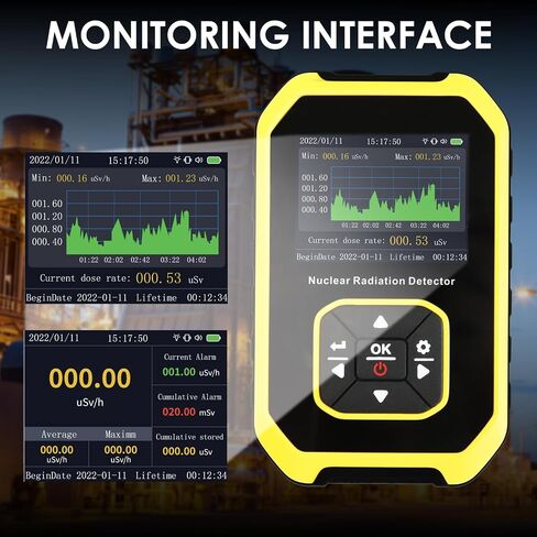 Nuclear Radiation Detector Portable Geiger Counter Handheld GM Radiation Dosimeter with LCD Display and 5 Alarm Types Dosimeter for Sensitive Beta, Gamma, and X-ray Radiation Monitoring in Saudi Arabia