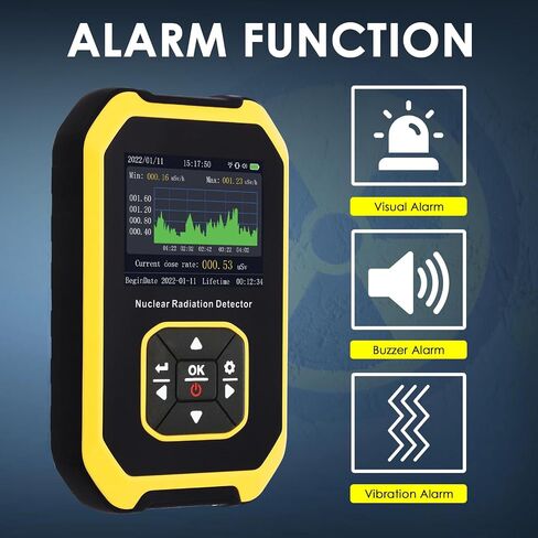 Nuclear Radiation Detector Portable Geiger Counter Handheld GM Radiation Dosimeter with LCD Display and 5 Alarm Types Dosimeter for Sensitive Beta, Gamma, and X-ray Radiation Monitoring in Saudi Arabia