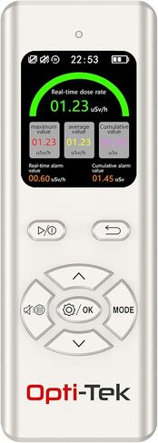 كاشف الإشعاع الأنبوبي Opti-Tek Geiger Müller | مقياس التأين النووي المحمول | مقاومة للماء، دقة من الدرجة العسكرية: نطاق من 0.08 ميكروسيفرت إلى 9999 ميكروسيفرت (عداد جيجر أبيض مقاوم للماء) in Kuwait
