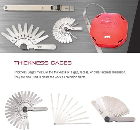 Starrett Tempered Steel Thickness Gage with Tapered Leaves, Locking Device, Rugged and Substanial Steel Case - 0.002" - 0.015" Range, 8 Leaves - 172CT in Saudi Arabia