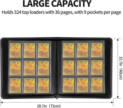 Toploader Binder, top loader binder for cards, 36 pages with 9 pockets per page Holds 324 Toploaders, card folders for trading cards or Sports Cards in 3 x 4'' Toploaders in Saudi Arabia