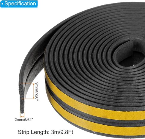 PATIKIL Total 39Ft Weather Stripping Door Seal, 2 Rolls EPDM Foam Rubber Self Adhesive Rectangle Soundproof Weather Stripping for Collision Avoidance, White, 19.7Ft/Roll, 9.8Ft/Strip in Saudi Arabia