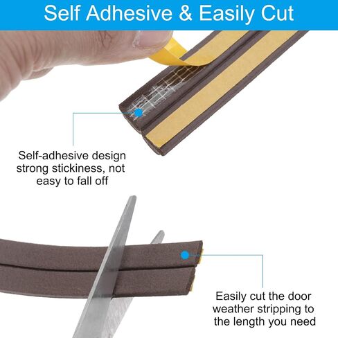 PATIKIL Total 39Ft Weather Stripping Door Seal, 2 Rolls EPDM Foam Rubber Self Adhesive Rectangle Soundproof Weather Stripping for Collision Avoidance, White, 19.7Ft/Roll, 9.8Ft/Strip in Saudi Arabia