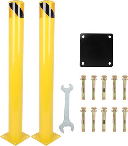 Safety Bollards Post, 42 Inch Height Bollards Post 4.5 Inch Diameter Steel Post, Yellow Powder Coat Pipe Steel Safety Barrier for Parking Lot, 2 Packs in Saudi Arabia