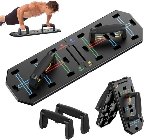 Professional Strength Training Equipment Strengthened by Durable Metal Frame, Push Up Board Fitness, Portable & Foldable Push Up Bar Set for Home Gym with Plenty accessories, Pushup Handles for Floor, Resistance Bands, Ab Roller in Saudi Arabia