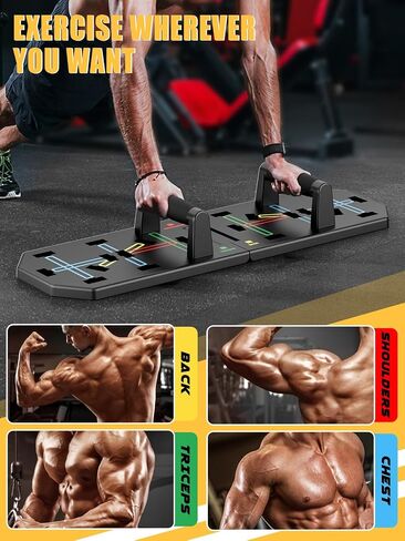 Professional Strength Training Equipment Strengthened by Durable Metal Frame, Push Up Board Fitness, Portable & Foldable Push Up Bar Set for Home Gym with Plenty accessories, Pushup Handles for Floor, Resistance Bands, Ab Roller in Saudi Arabia