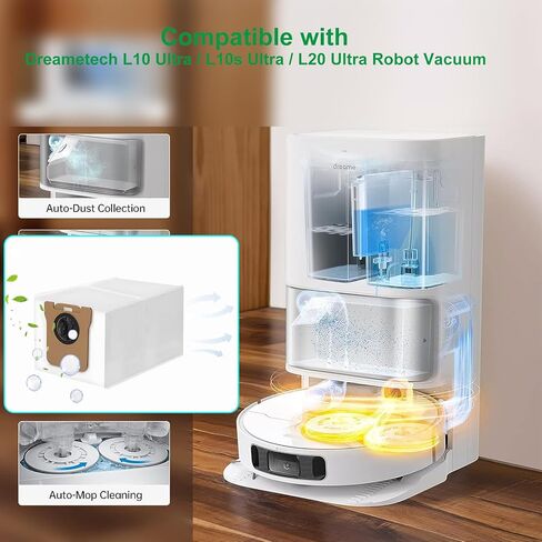 10 أكياس مكنسة كهربائية سعة 3 لتر متوافقة مع المكانس الكهربائية الروبوتية Dreametech L10s Ultra/L10 Ultra/L20 Ultra وDreame S10 Pro، تناسب ملحقات Dreame l10s Ultra in Kuwait
