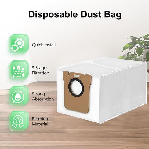 10 أكياس مكنسة كهربائية سعة 3 لتر متوافقة مع المكانس الكهربائية الروبوتية Dreametech L10s Ultra/L10 Ultra/L20 Ultra وDreame S10 Pro، تناسب ملحقات Dreame l10s Ultra in Kuwait