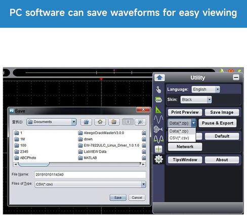 OWON VDS6104 USB PC Virtual Oscilloscope 4 Channel 100 MHz 1Gsa/s 8bits ADC Portable Type-C Digital USB Oscilloscopes PC oscilloscope,Standard SCPI protocol supported, LabVIEW supported. in Saudi Arabia