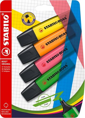 STABILO Highlighter BOSS ORIGINAL - Blister of 4 - Assorted Colors in Saudi Arabia
